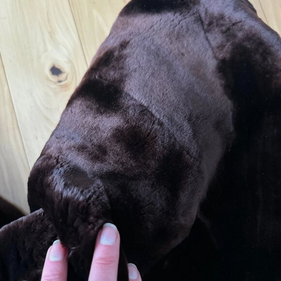 Vintage Genuine Fur Coat Long Mink Winter Soft Luxury Pockets Buttons Red Brown - Picture 11 of 13